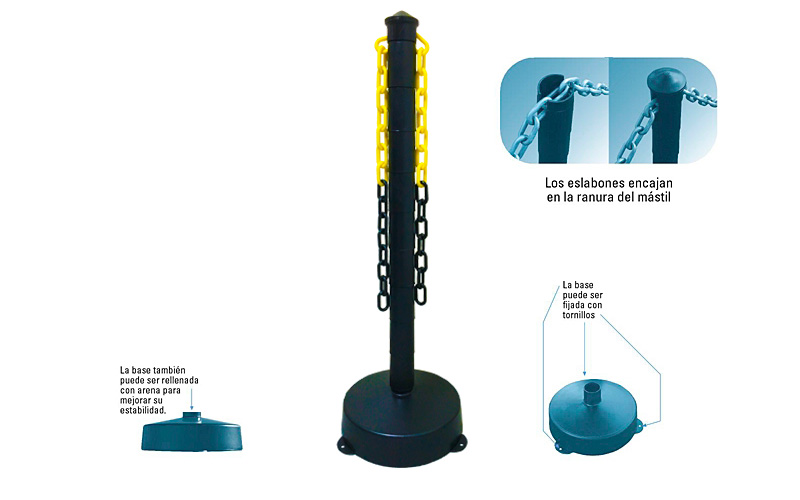 Poste Demarcatorio Con Base Negro - POSTENE 02
